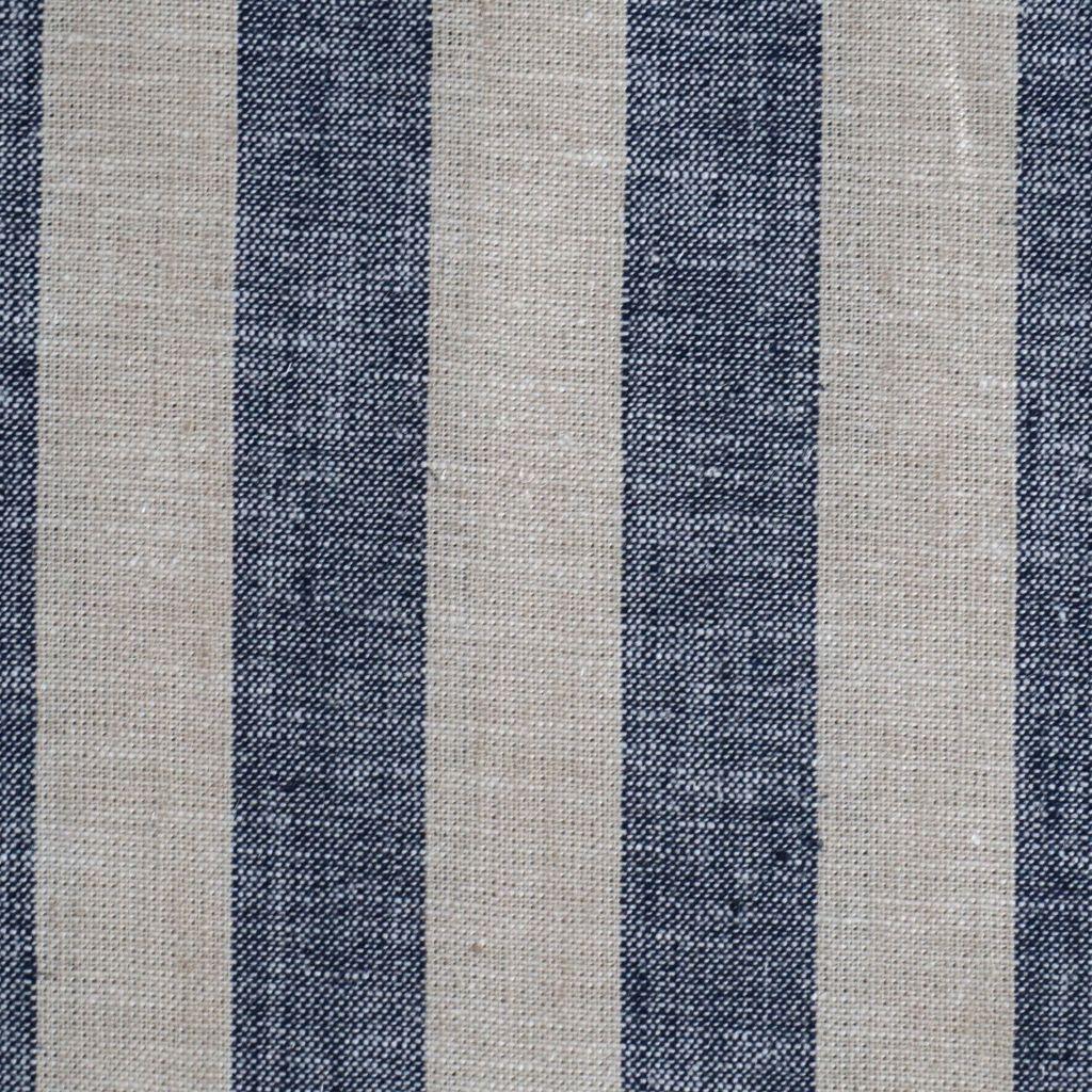 Leinen Baumwolle Mix Blockstreifen blau natur